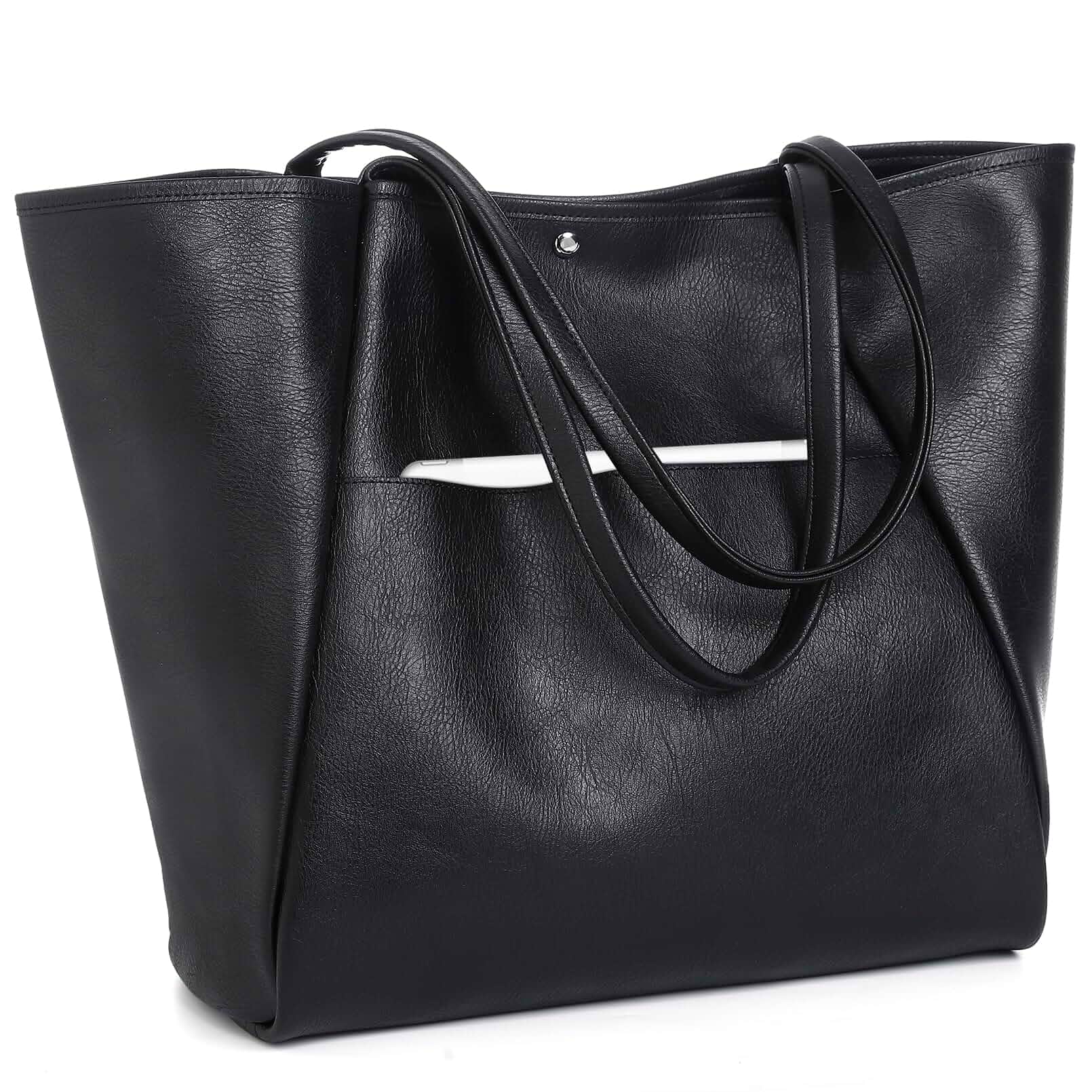 Large Tote Bag for Women Vegan Leather Weekender Handbags Purses Suede Lining,Fits 15.6inch Laptop,Shopper Bag with Key Clip,Minimalist Style for Work Commute Daily,Shopping,Travel