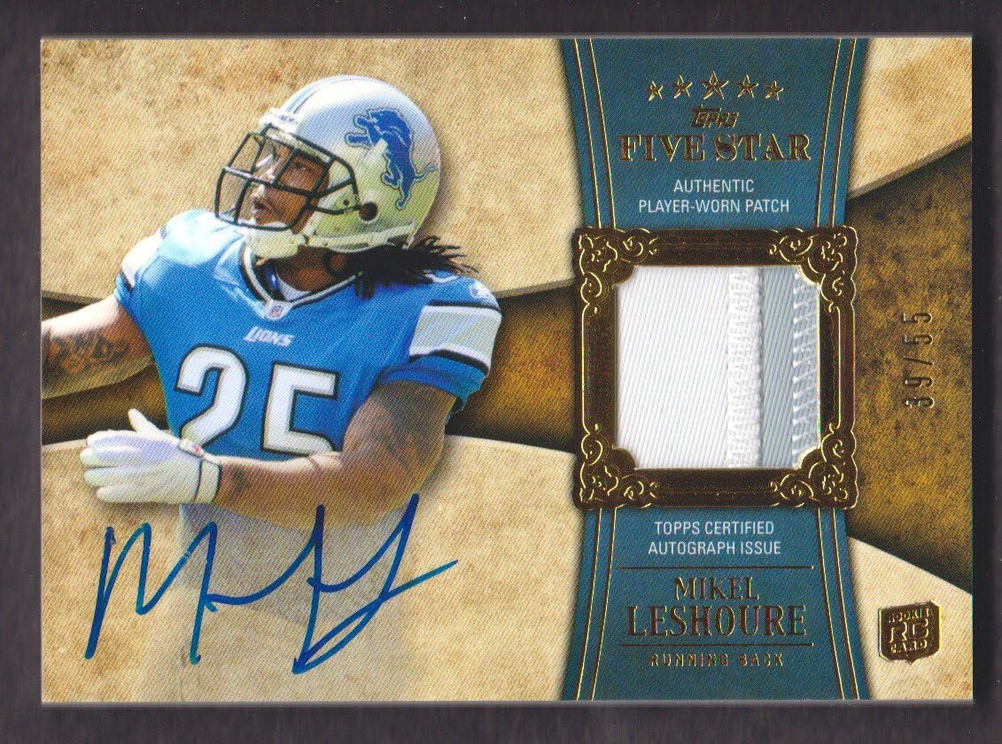 2011 Topps Five Star Football Rookie Auto Patch Gold #176 Mikel Leshoure 39/55
