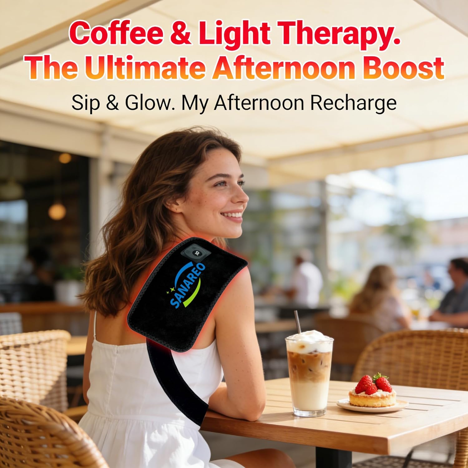 Red Light Therapy Belt, 2 in 1 LED Bead Infrared Light Therapy for Body, Wearable Wrap with Timer for Back Shoulder 660nm&850nm Infrared Light Device Home Use（Light Black）