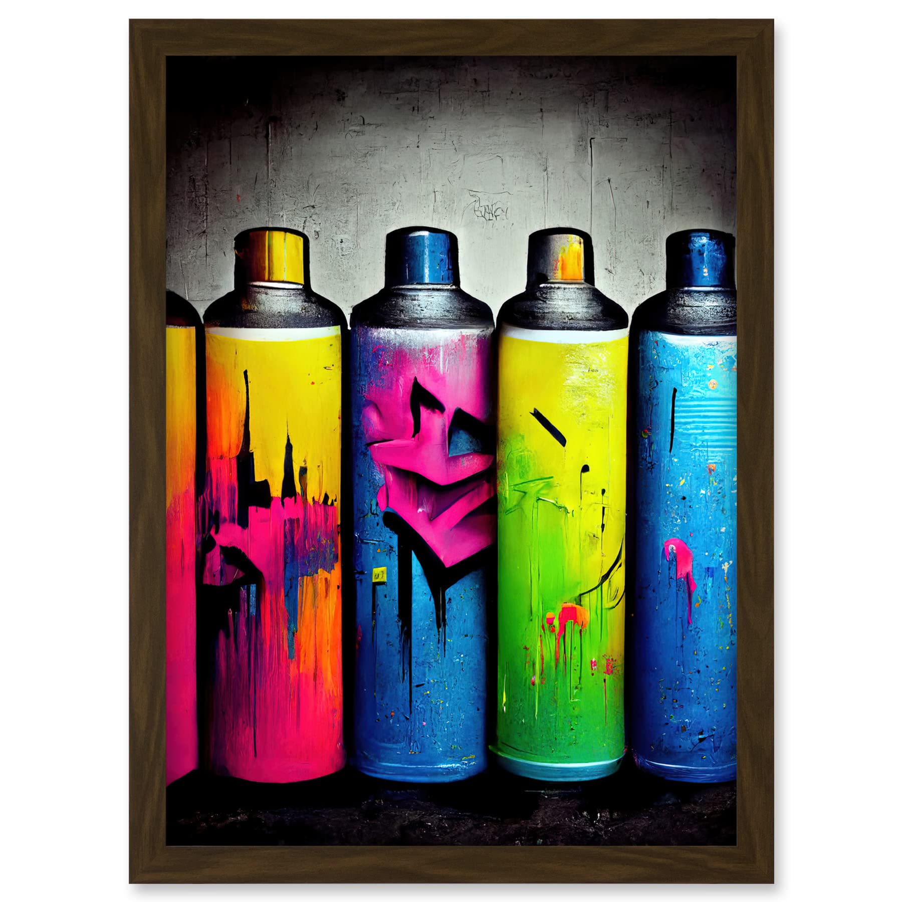 Doppelganger33 LTD Colour Spray Paint Graffiti Cans Street Illustration Artwork Framed A3 Wall Art Print