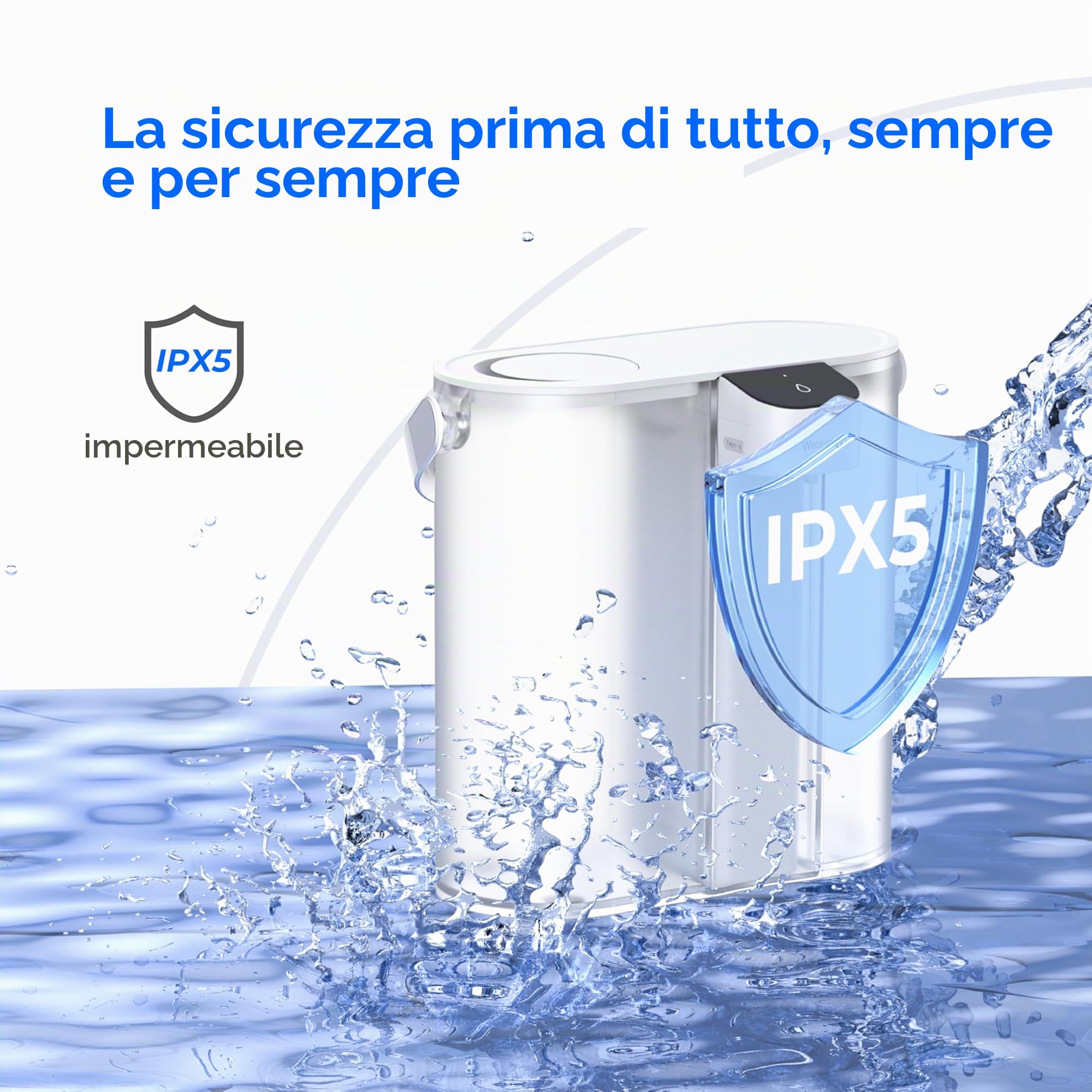 Waterdrop Caraffa Filtrante per Frigorifero Elettrico Istantaneo con Filtro 3 Mesi, Sistema di Filtraggio dell'Acqua da Banco, Riduce Cloro, Piombo, Mercurio, Riduce PFAS, 757 Litri, Bianco