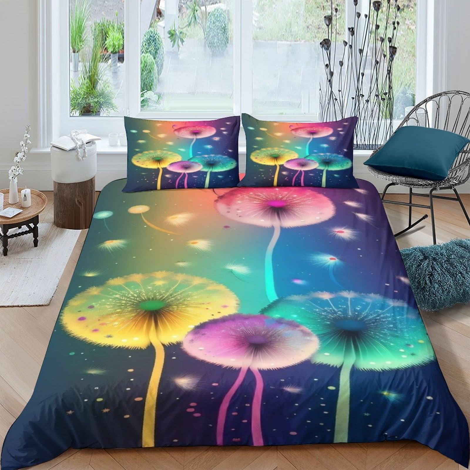Housse de couette pissenlit microfbre douce hypoallergénique