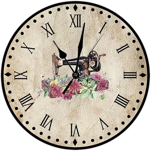 Vista 104 de Relojes de pared de madera para máquina de coser de flores, relojes sin marco, 10 pulgadas, brillante, silencioso, sin tictac, funciona