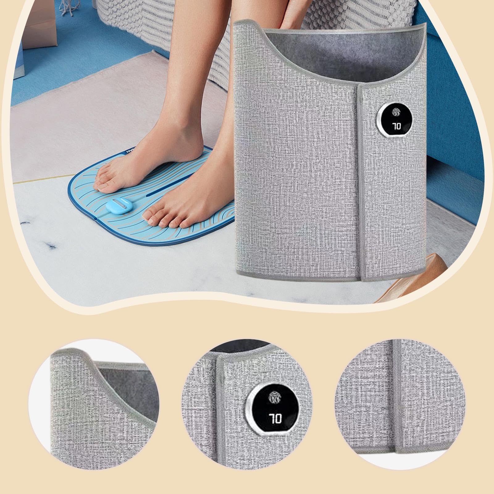 Sharplace Calentador de Piernas Eléctrico Silencioso para Debajo del Escritorio, 5 Ajustes de Temperatura, Comfort Compact, Ideal para Invierno, Hogar, Dormitorio, Oficina, Gris