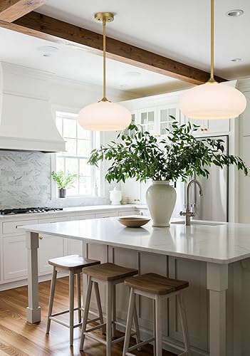 Miniatura 9 de Juno - Lámpara colgante moderna de 1 luz con pantalla de cristal de ópalo grabado para isla de cocina, pasillo, entrada, pasarela, comedor,