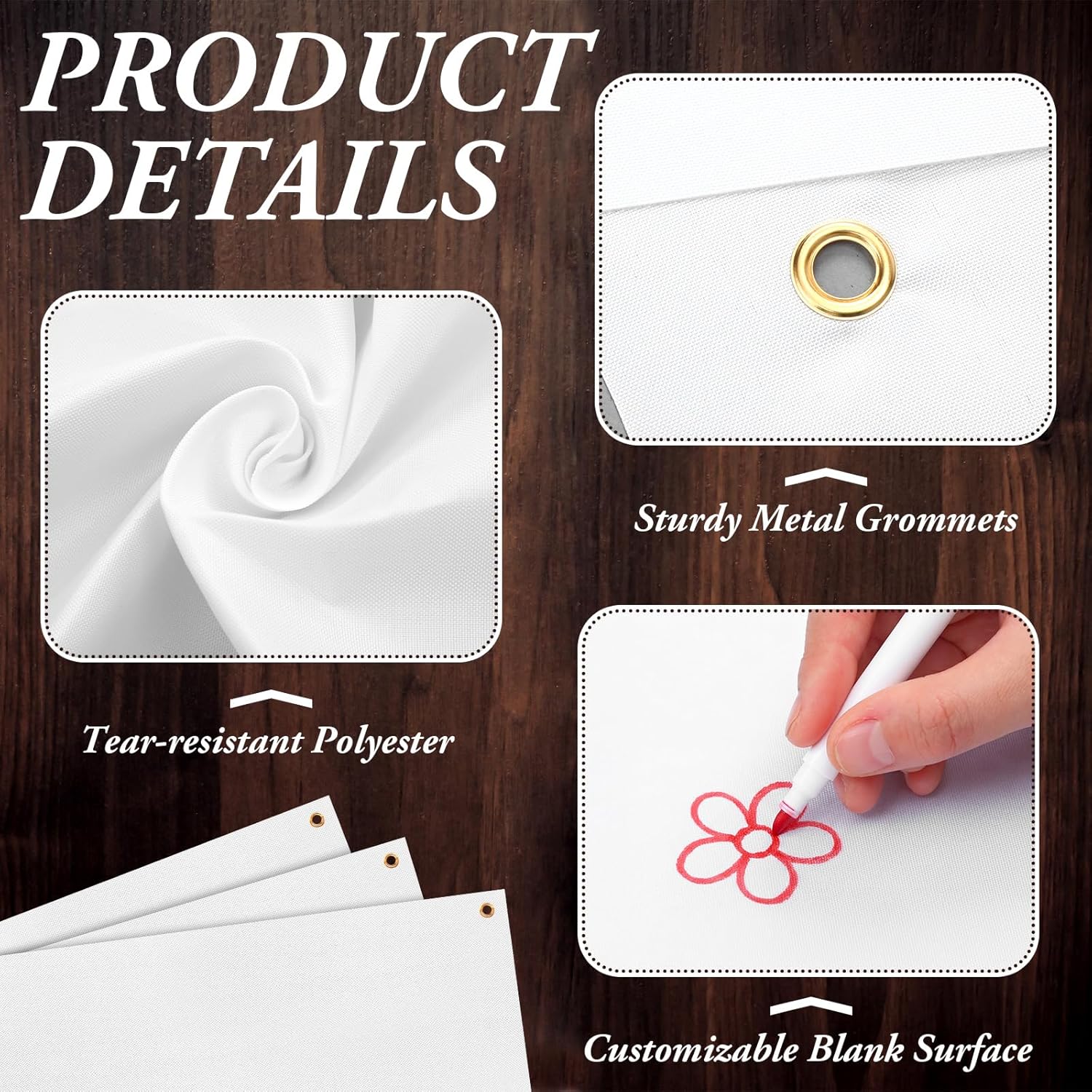 10 Pcs Large Blank Banners and Signs 2 x 4 ft Polyester Oxford Cloth Sublimation Banner to Decorate with Hanging Rope DIY Banner Sign for Indoor Wall Outdoor Business Office