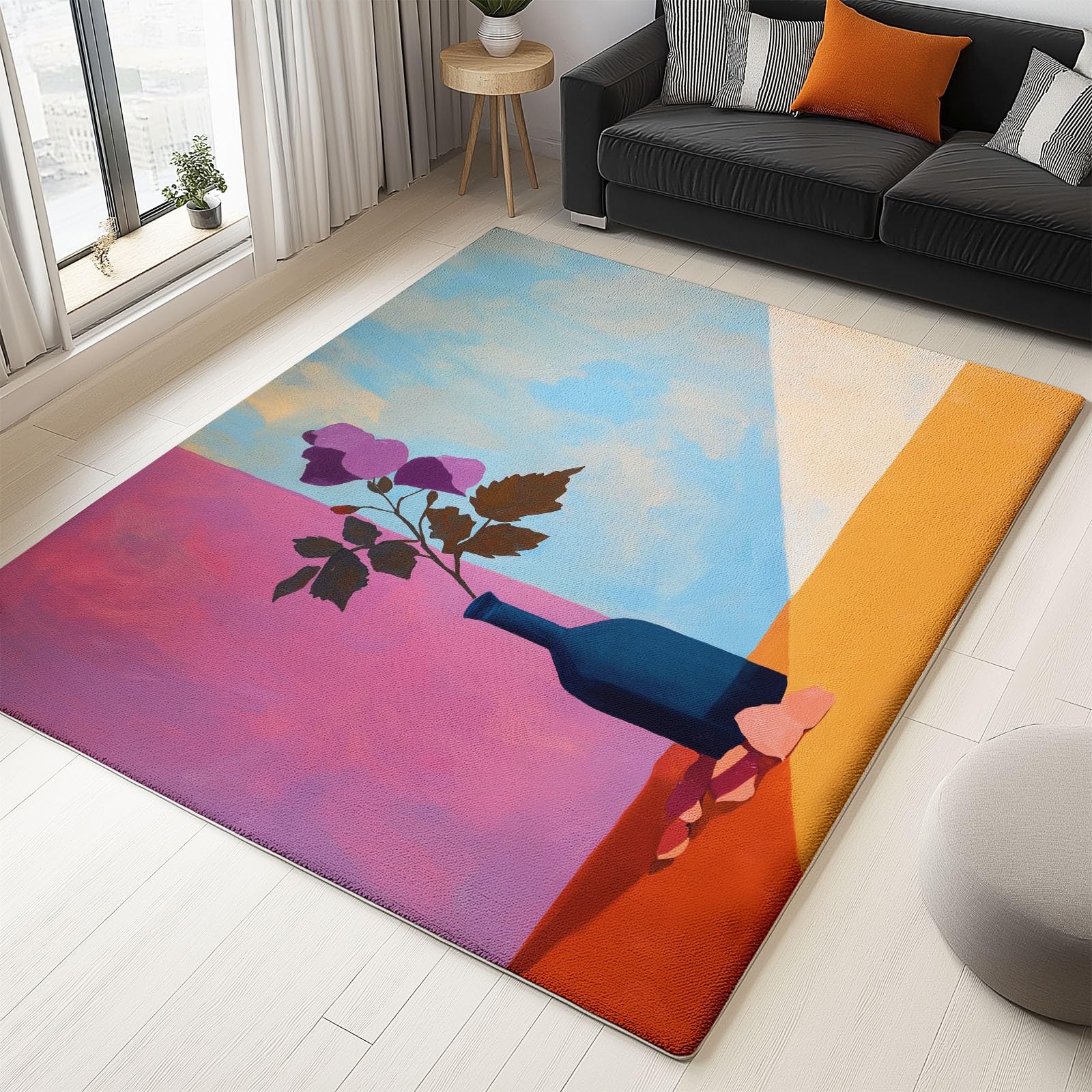 Tapis de salon lavable en machine et antidérapant doux