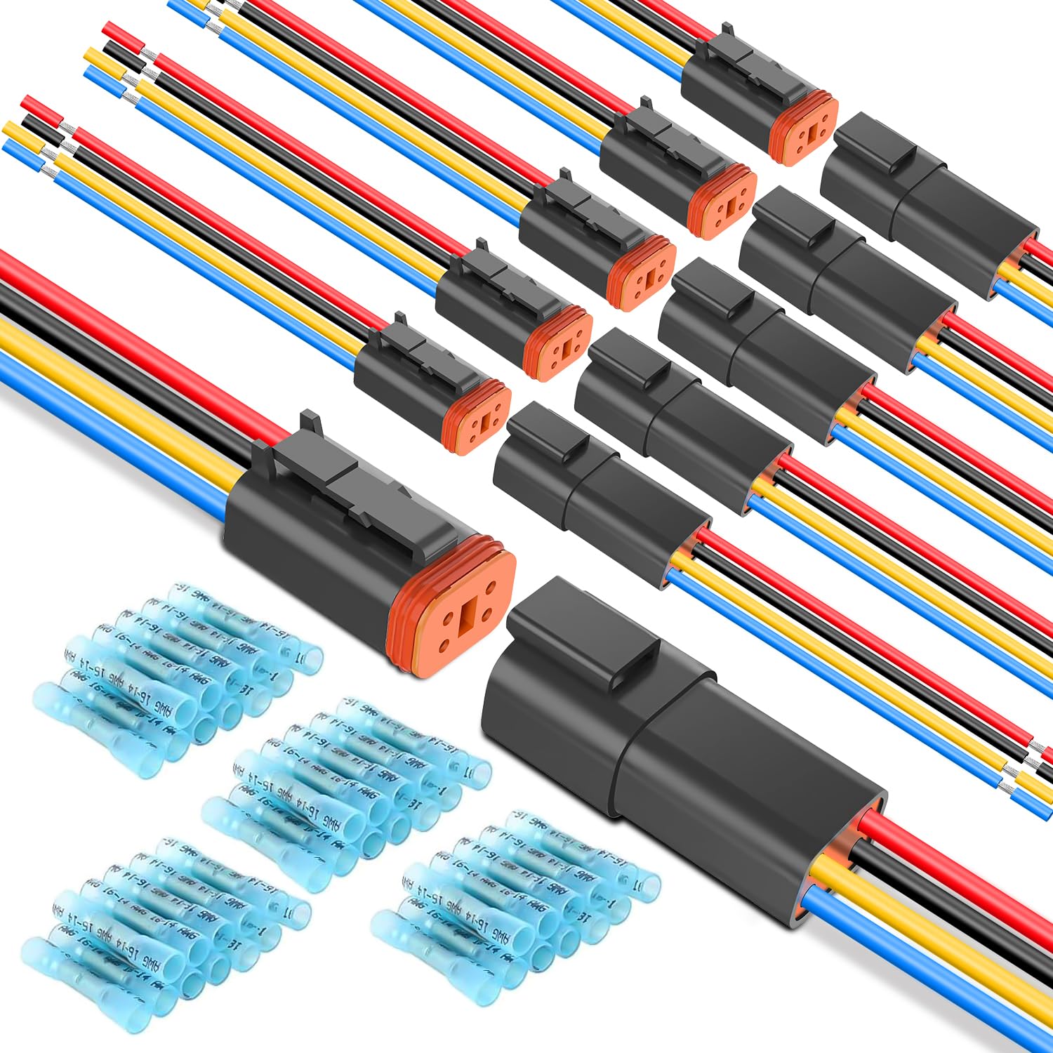 Nilight 4 Pin DT Connectors 16AWG 6 Kits Male&amp;Female Electrical Connector
