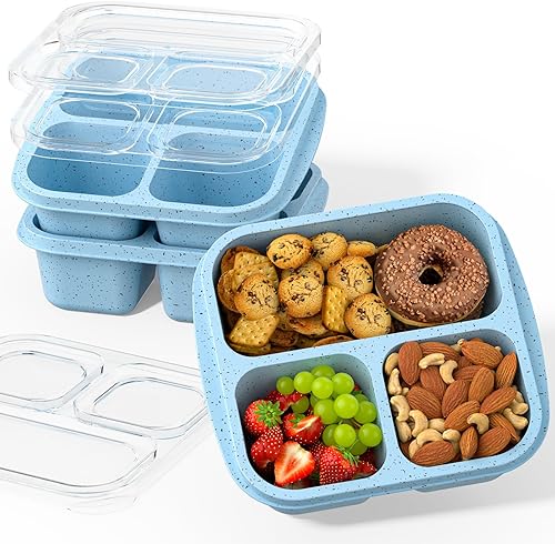 Cajas de aperitivos (paquete de 3)  Cajas Bento apilables con 3 compartimentos, recipientes de preparación de comidas reutilizables, recipientes