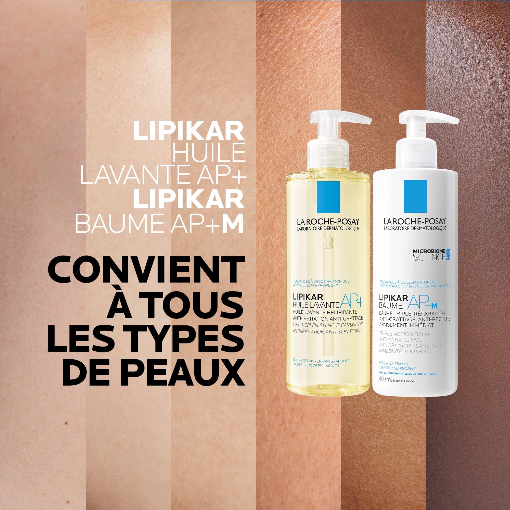 La Roche-Posay | Routine Lipikar | Huile lavante AP+ & Baume AP+M | Répare, apaise et hydrate | Convient aux peaux sèches, très sèches & atopiques | Dès la naissance | 400 ml x 2
