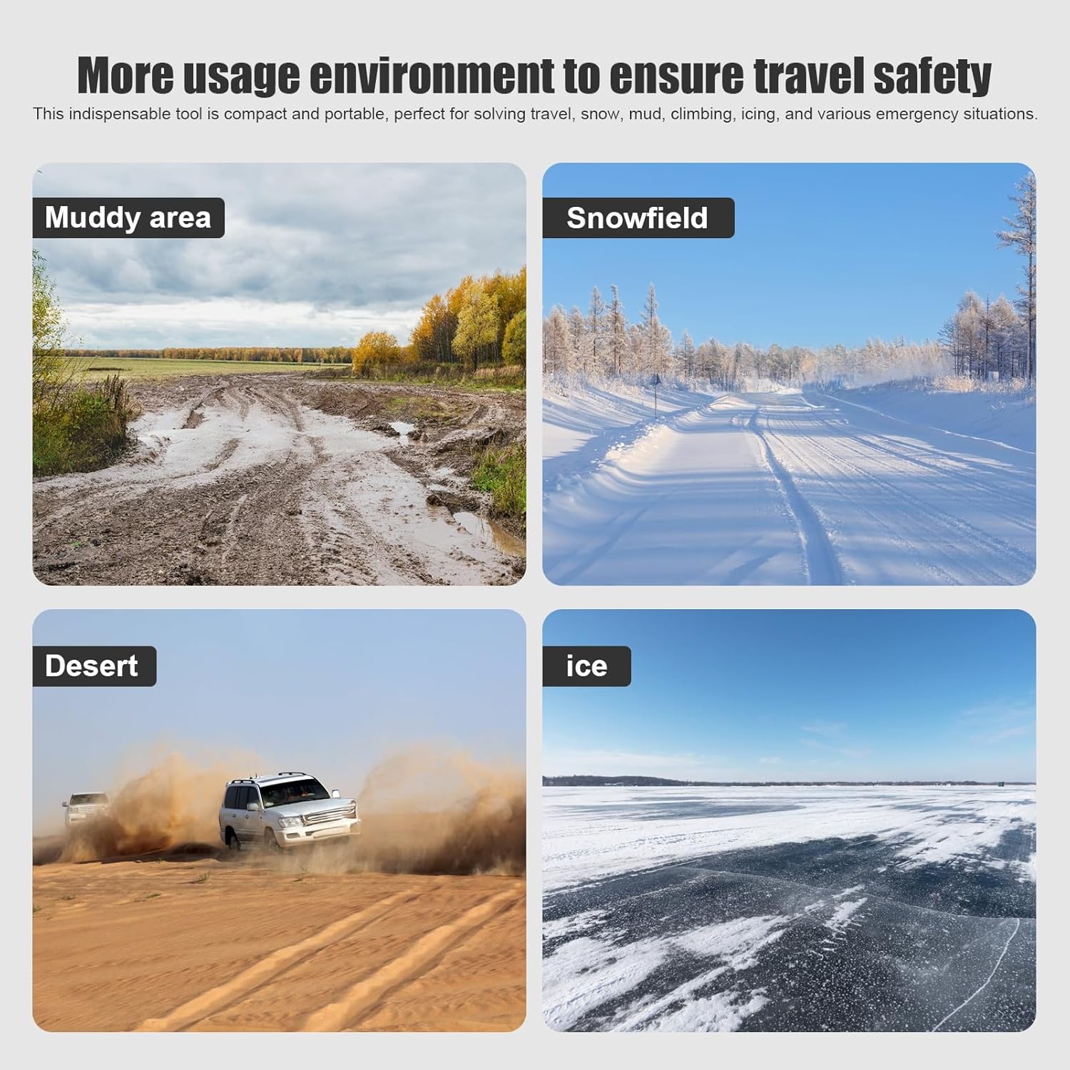 ZTGD 2Pcs Portable Snow Tire Chains, Semi-automatic Tighten Alloy Steel Tire Chain Universal Emergency Tire Traction Snow Chains for Passenger Car, Pickup Trucks, SUV Sliver KN110