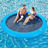 Vista 13 de Round Inflatable Floating Dock, Sunchill Float Ring, Hammock Tanning Pool with Woven Fabric, Manual Pump for 1-2 Min Quick Inflate/Deflate, Fits