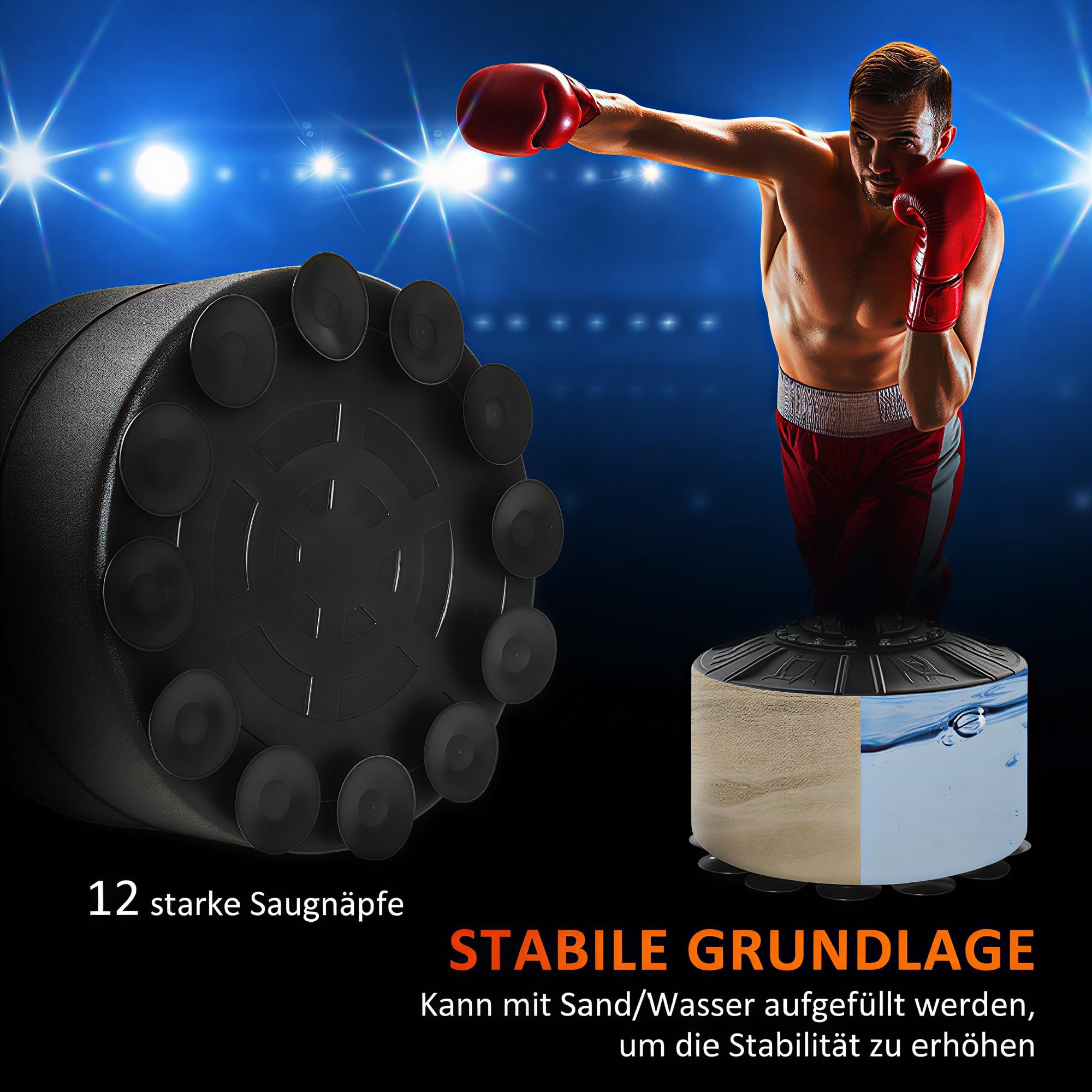 COSTWAY Standboxsack, mit 360° Reflexstange & 2 Speedbällen COSTWAY Standboxsack, mit 360° Reflexstange & 2 Speedbällen