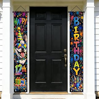 Nuxovilar 2Pcs Graffiti 12th Birthday Door Banners