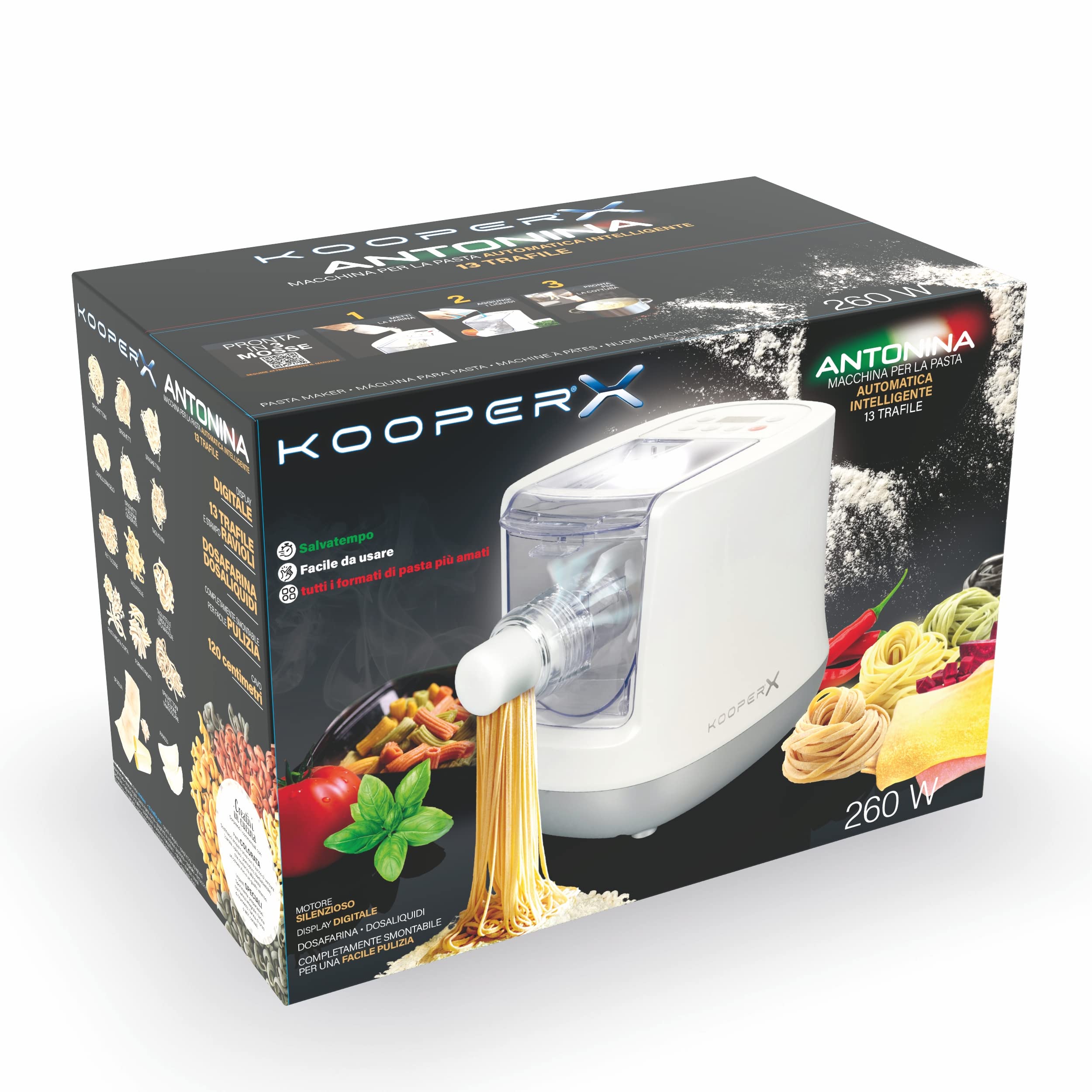 Kooper Antonia Macchina per la pasta 260W con 17 accessori
