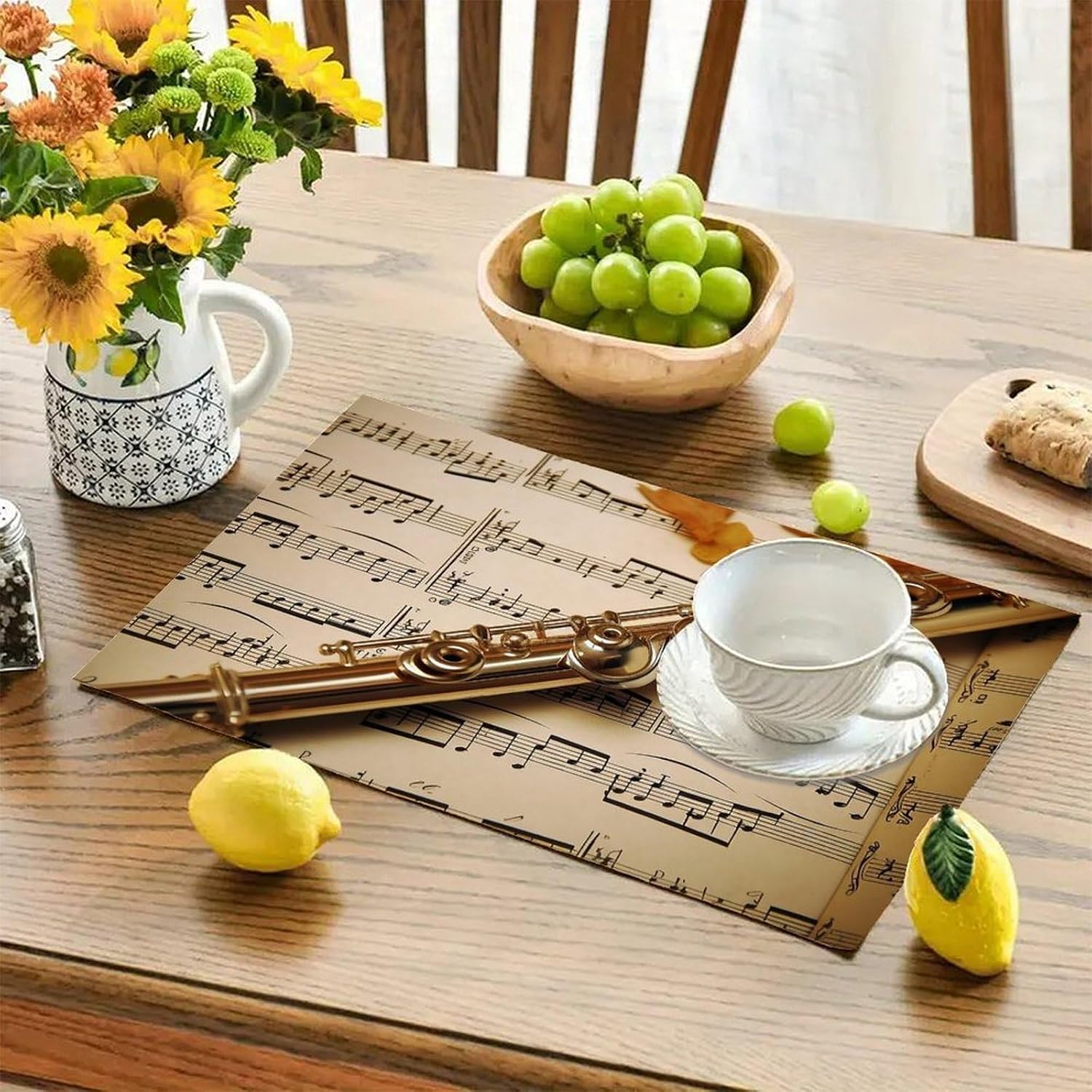 Flute Music Placemats for Kitchen, Personalized Table Mat for Restaurant, Rectangle Place Mats for Weddings, Lightweight Food Mat 30x45cm for Party, Hotel, Dining Table image 5