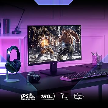 ViewSonic XG24G1 Gaming Monitor 24 inch 180 Hz, 1 ms MPRT, G-Sync Compatible, IPS Panel, HDR 10, Angle and Height Adjustable, Frameless, HDMI 2.0 x 2, DisplayPort