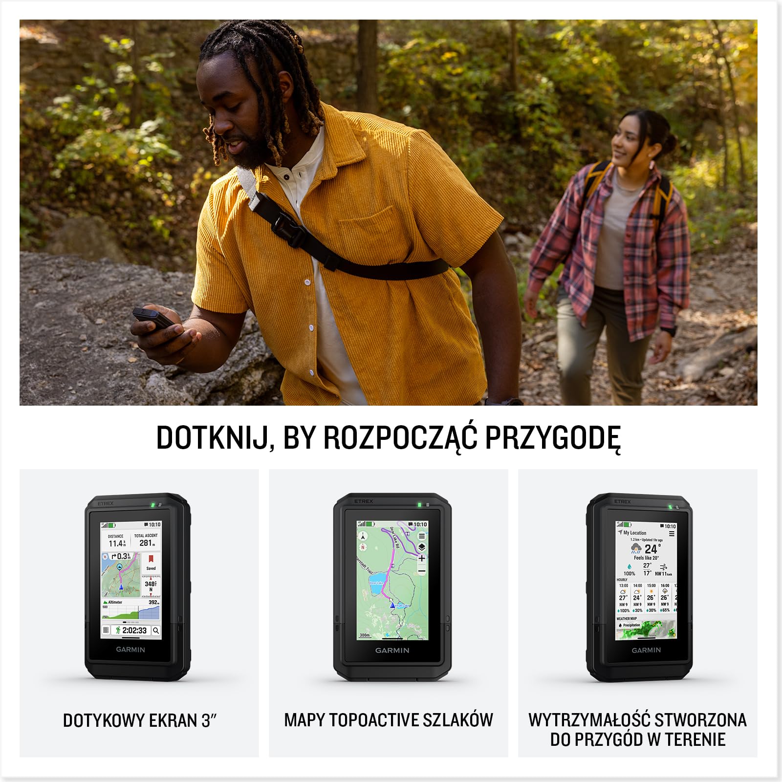 Garmin eTrex Touch Podręczne Urządzenie GPS, Lekki, Dotykowy Ekran,Wielopasmowy GPS