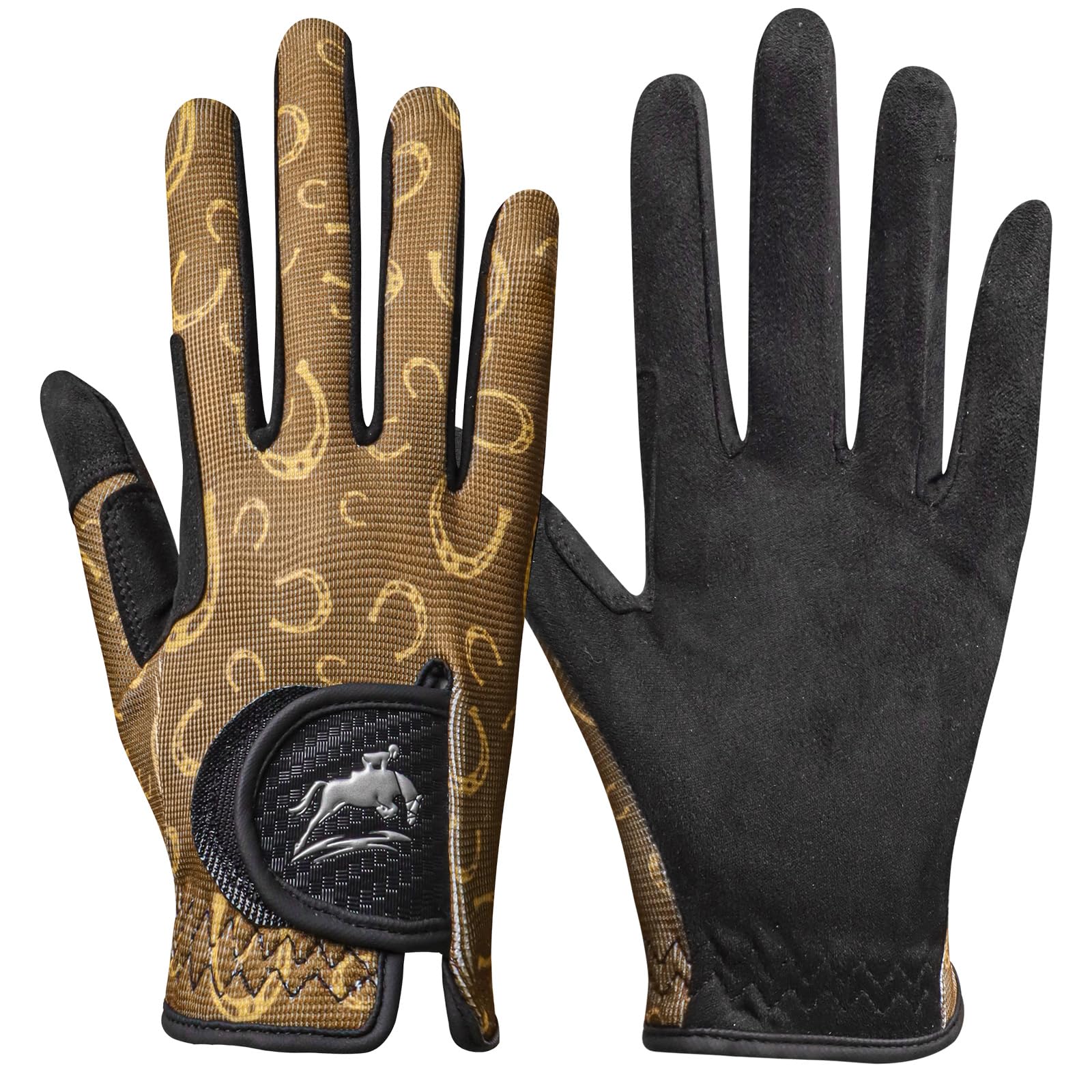 AXKAL Horse Riding Gloves Women Professional Equestrian Horseback Value Pair, Ladies Riding Gloves Mittens Breathable Stretchable for Youth Girls Outdoor Sport (Brown, L) — image 1