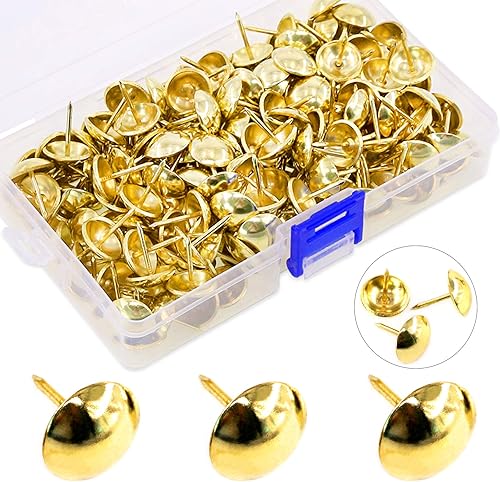 Hilitchi 200 piezas de cabeza redonda de cúpula redonda de 5/8 pulgadas (0.630 in), tachuelas decorativas vintage para tapicería, muebles, sofás,
