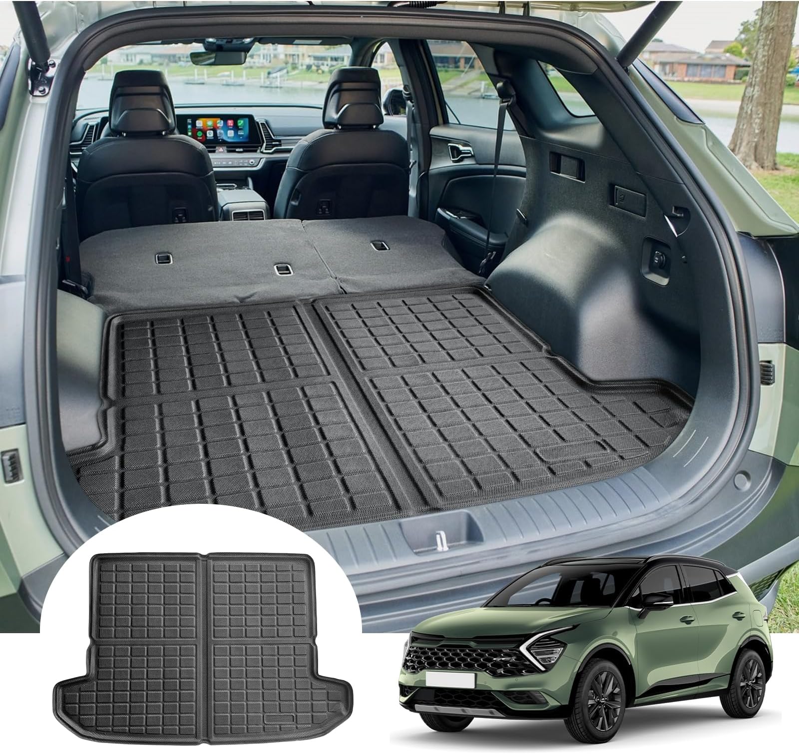 Ruiya Kia Sportage NQ5 (automatische transmissie), rubberen matten, deurgleufmat, sportage, antislipmatten, armleuning, bekerhouder, mat, middenconsole, antislip, deurnaad, mat