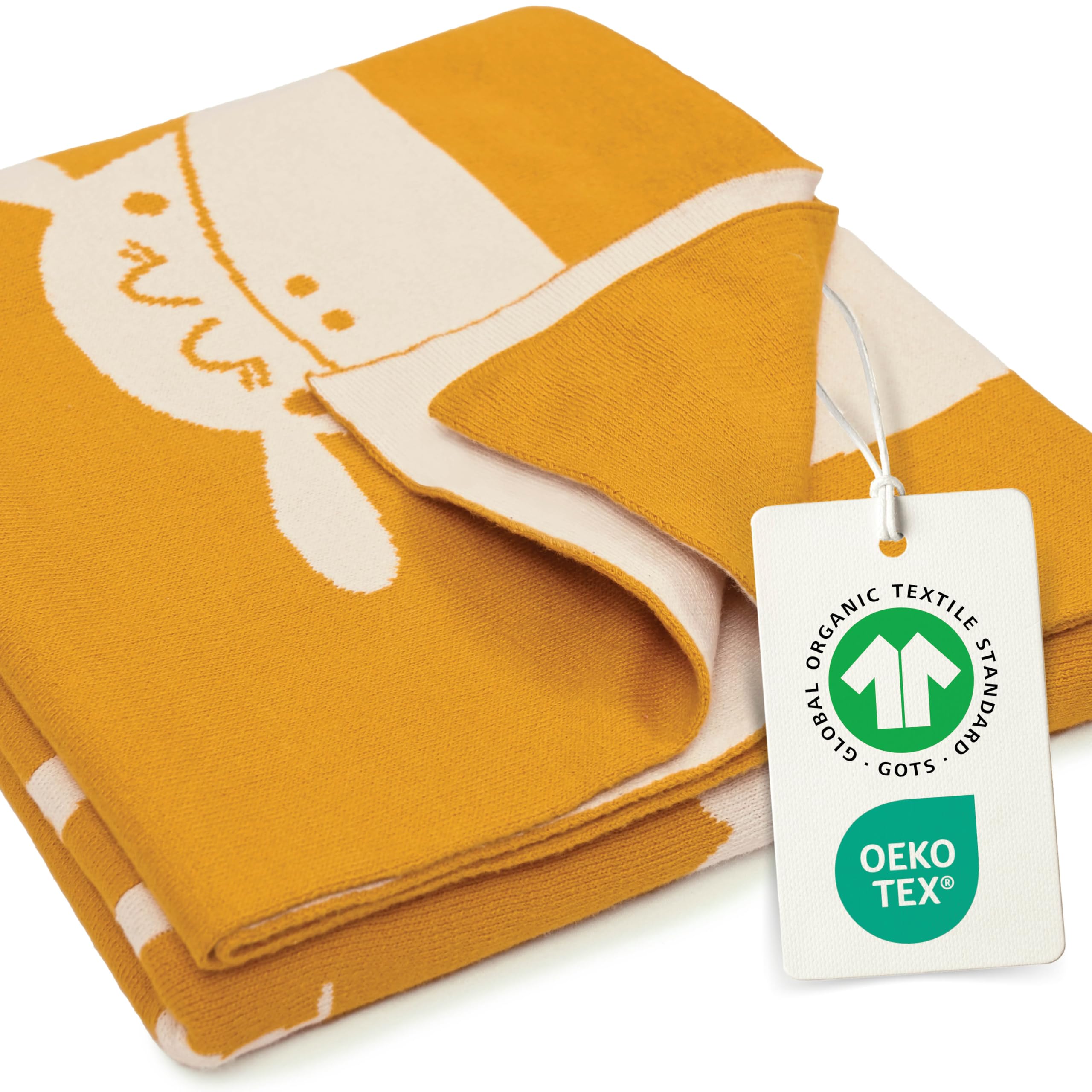 Merle Toys® Kocyk dziecięcy klasy premium, bawełna, 100% Bio – GOTS i Oeko-Tex, kocyk dla noworodków, ze skalą wzrostu, prezent z okazji narodzin, dla chłopców i dziewczynek, przytulny koc dla