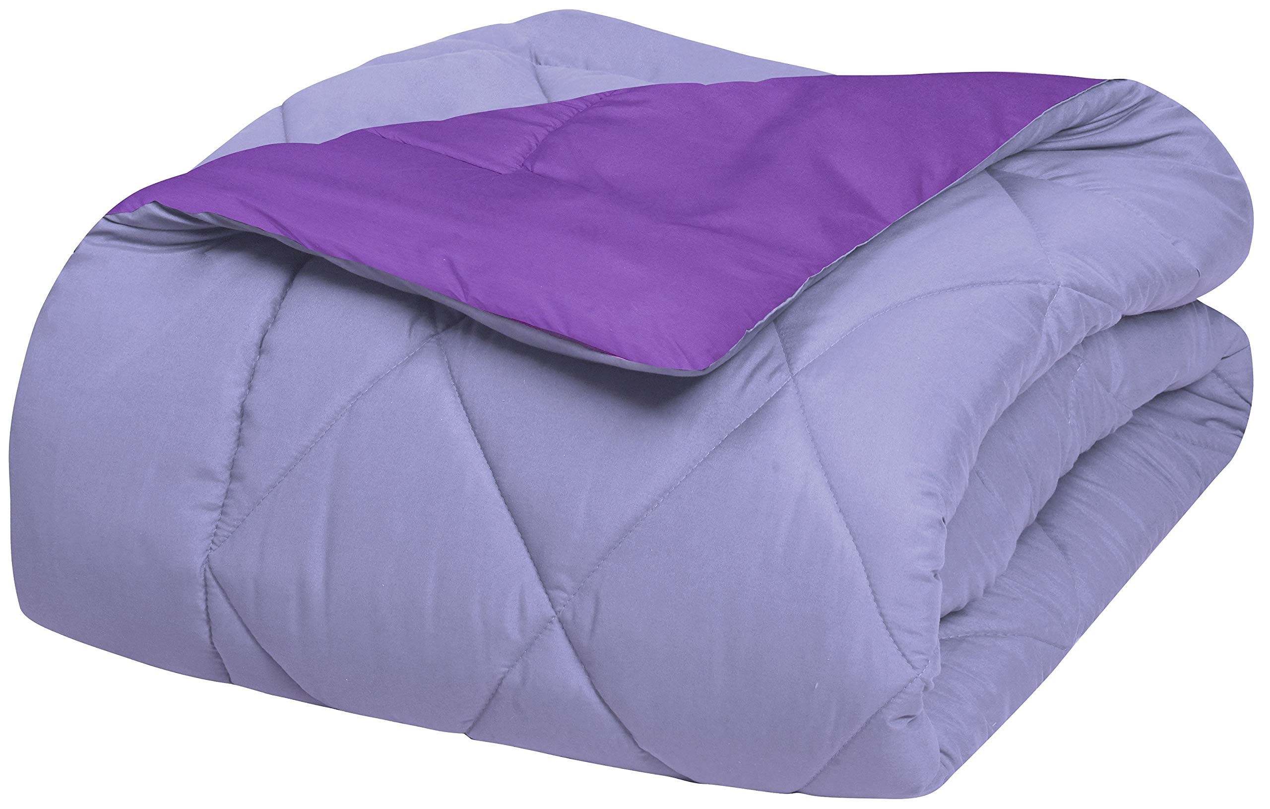 Elegant Comfort Goose Down Alternative-Diamond-Stitched-Quilted 1-Piece Reversible Comforter Set/Duvet Insert Ultra Soft Bedding-Medium Warmth for All Seasons, Twin XL, Lavender/Purple