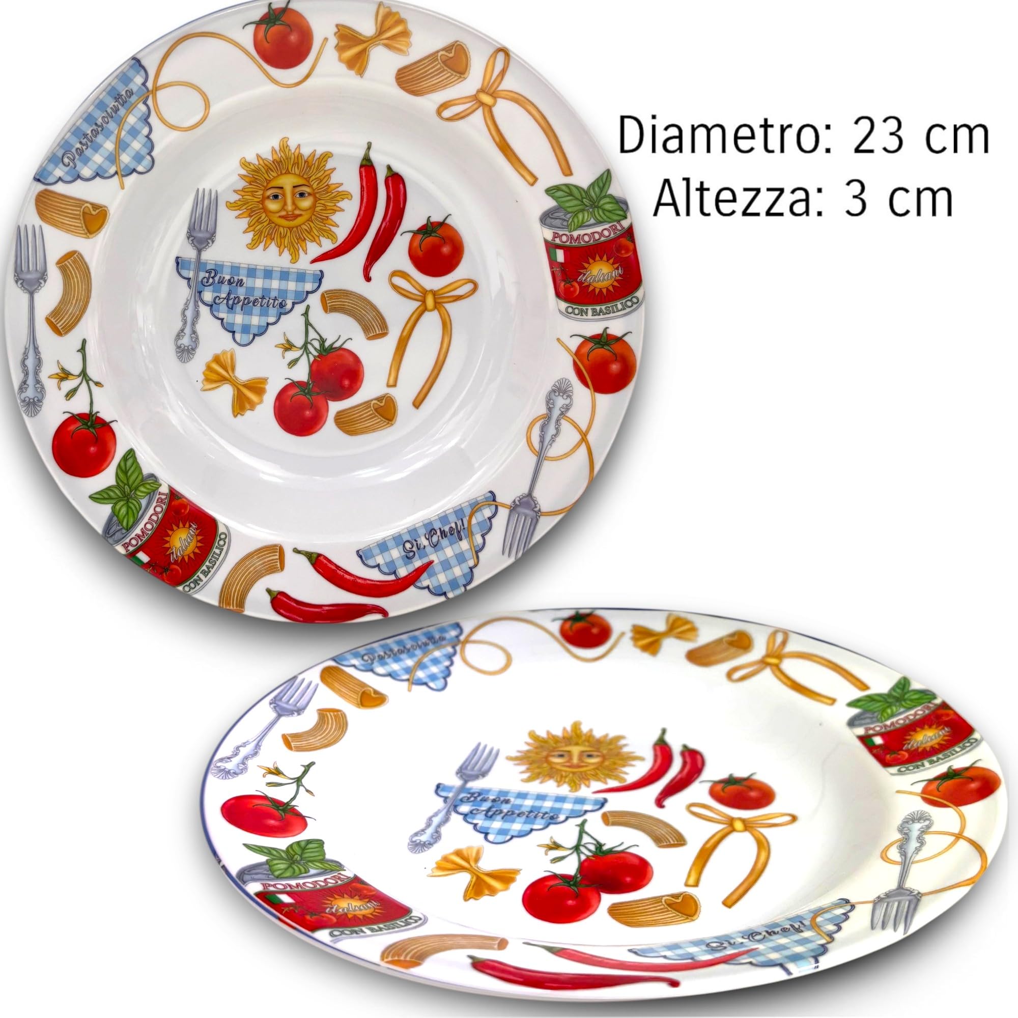 Set di Stoviglie in Melamina - 15 Pezzi, 3 Fantasie Disponibili - 6 Piatti Piani, 6 Piatti Fondi, 3 Insalatiere - Leggero, Durevole, Lavabile in Lavastoviglie, BPA Free (Melamina, Chef)