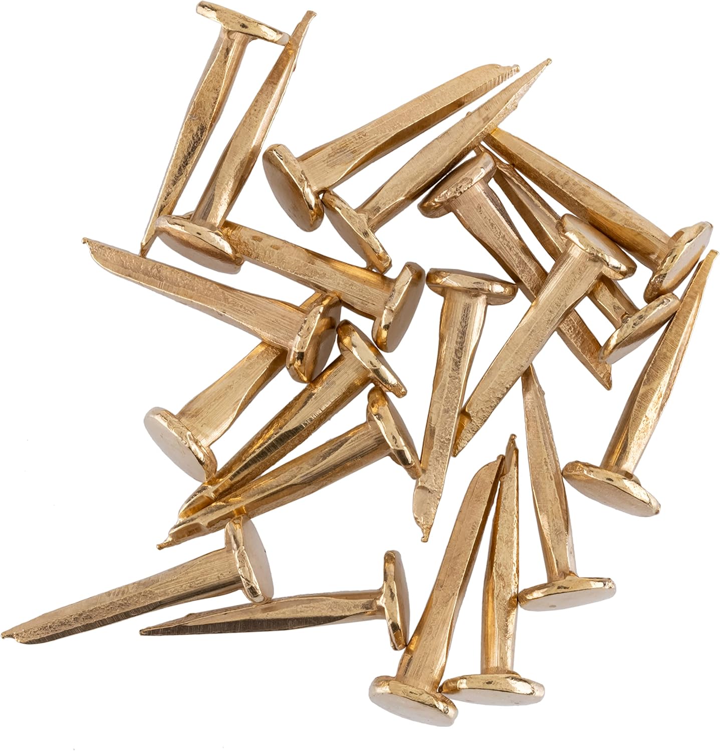Brass Plated Steel Trunk Tacks | 3/4" Long | 1/4 lb Pack. - 100 Nails Approx. | Decorative Antique Vintage Furniture Pins | FN1-SB