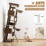 SHA CERLIN 81in Tour multi-niveau de chat haut pour les chatons d'intérieur / Larger Cat Condo Meubles avec Hammock/Cozy Pussycat Perches/Sisal Scratching Posts/Pet House/Wide Base/Leopard Print