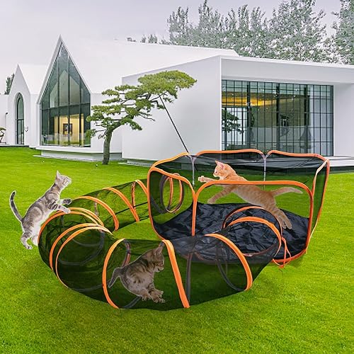 Homegroove Catio Outdoor Cat Enclosure, Portable Circle Cat Tunnel and Outdoor Cat Tent for Cats and Small Animals, Indoor Cat Playpen with Carry Bag