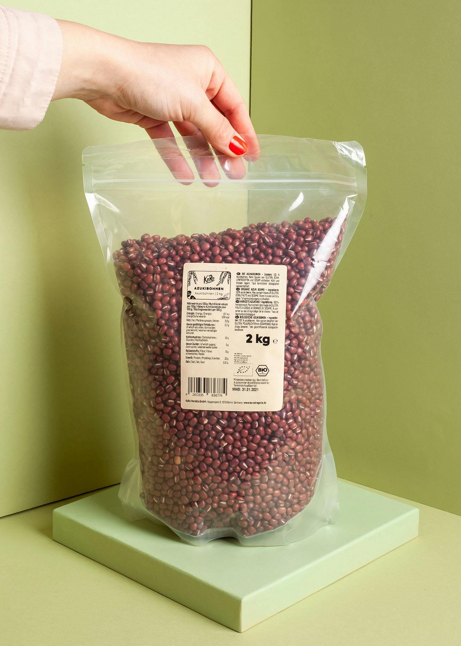 KoRo - Fagioli Azuki bio 2 kg - maxi formato - versatili e da agricoltura biologica - per zuppe, contorni e perfino dolci