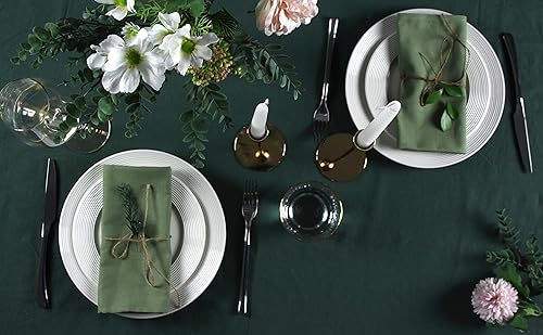 Miniatura 6 de Servilletas de tela mezclada de algodón de color sólido, juego de 12 (17 x 17 pulgadas), para eventos y uso doméstico (oliva)