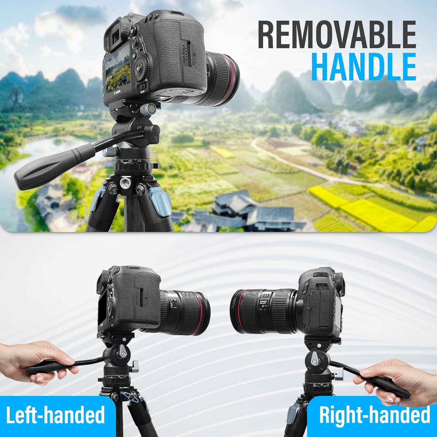 Unibase Video Fluid Head for Camera Tripod, Pan Tilt Video Head with Arca Swiss Quick Release Plate, Panoramic Head for Compact DSLR Camera Mirrorless Camera, 11lbs/ 5kg Max Payload