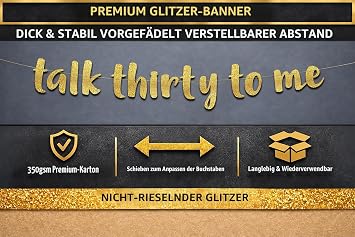 Sterling James Co. Talk Thirty to Me Gold Glitter Banner - 30th Birthday Party Decorations and Supplies
