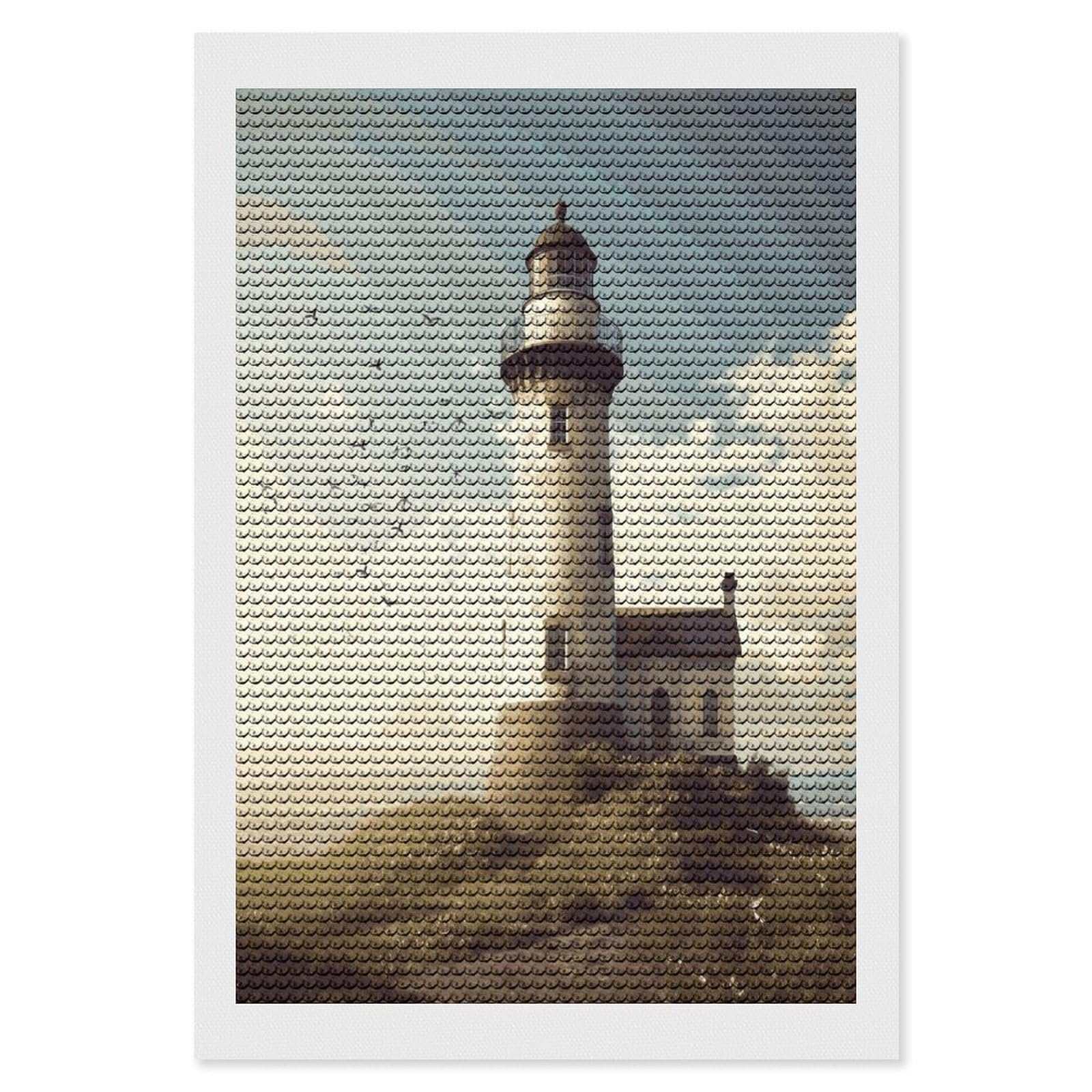 FekiLoot Old Lighthouse Paint by Numbers Kit for Adults Beginner DIY Diamond Dots Paintings Round Full Drill Diamond Art Kits Picture Diamond Art Painting Kits for Home Decor 8"x12"