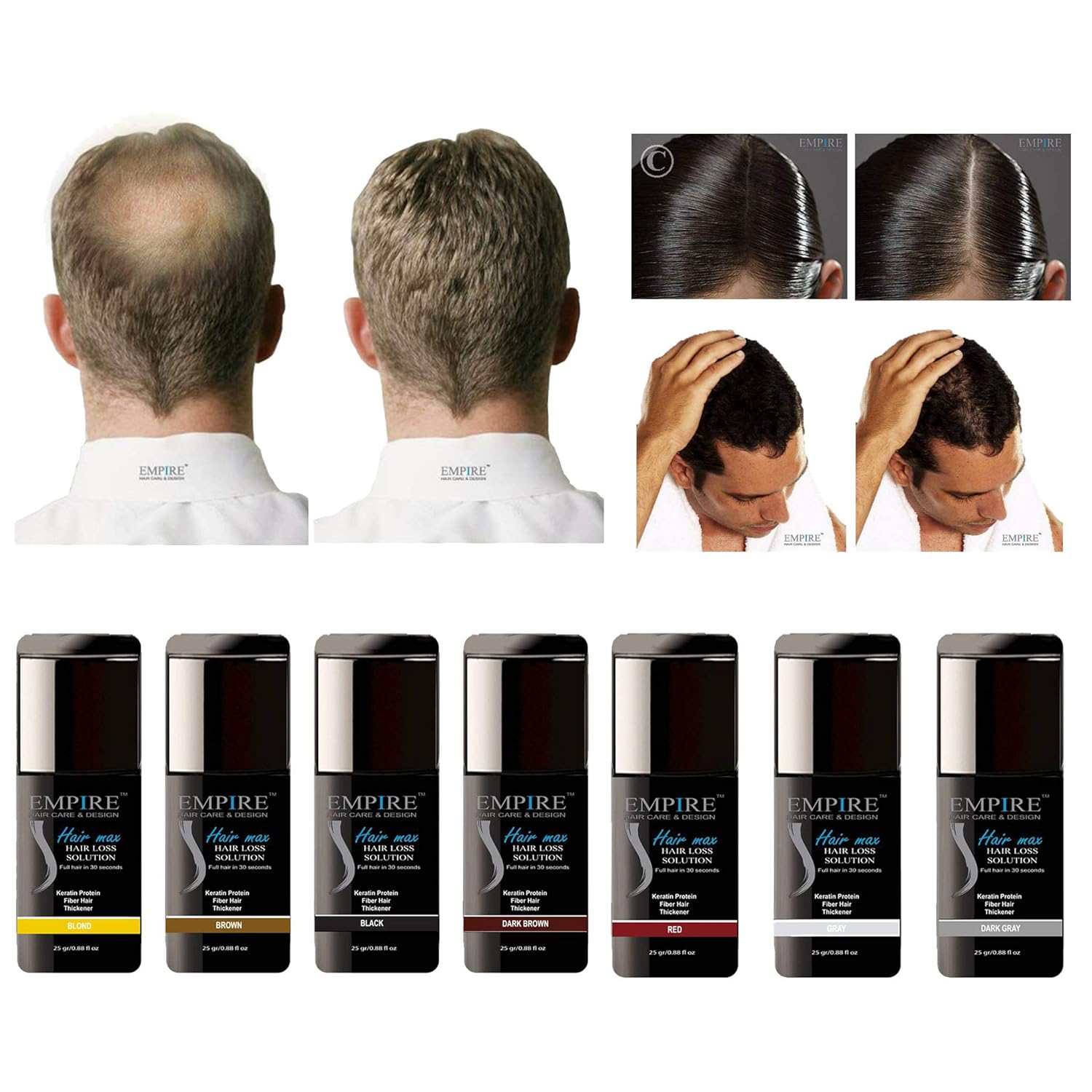 Empire Hair Max Keratin Loss Concealer Thickening Fibers Builder 0.88oz / 25gr (Gray)
