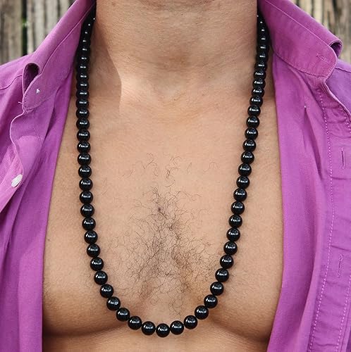 Vista 13 de Handmade Black Onyx Crystal Mens Necklace - Grounding Genuine Gemstone Beaded Mala Willpower, Protection, Prosperity Black Choker - Jewelry Gift