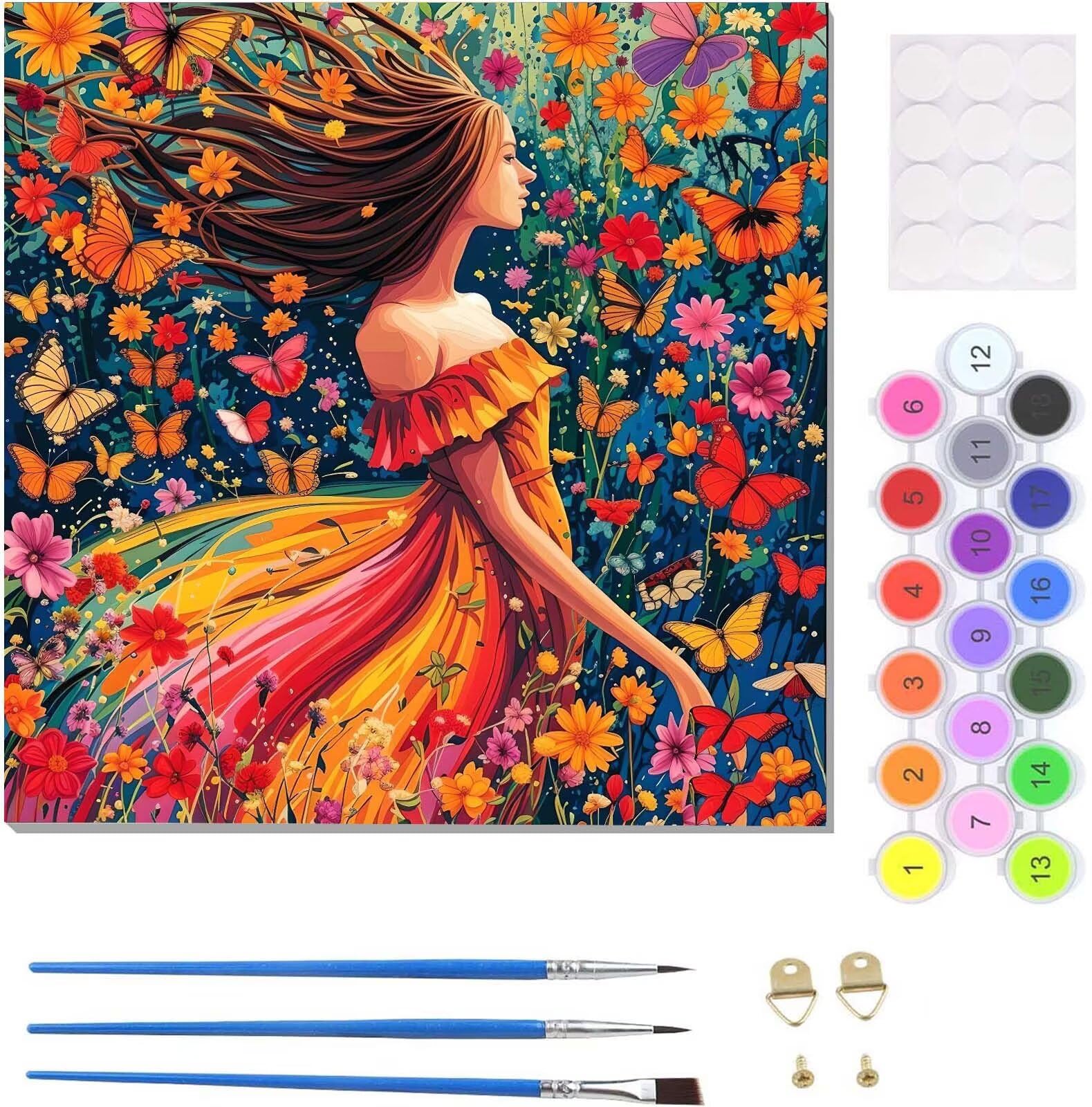 Amazon.co.jp: ペイントバイナンバー カラフルな女性 数字油絵 数字