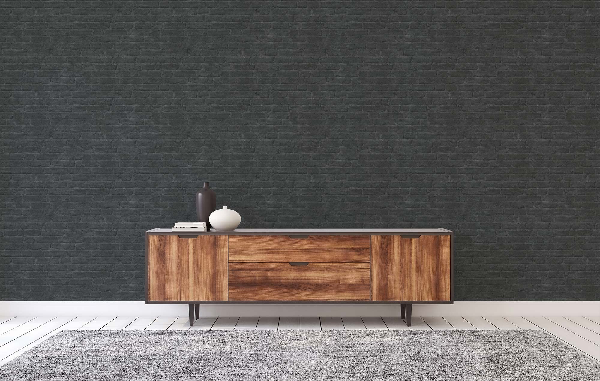 Tapete Steinoptik Fabio M1-No.1415 Vliestapete Grau Schwarz Steintapete für Wohnzimmer Schlafzimmer Küche