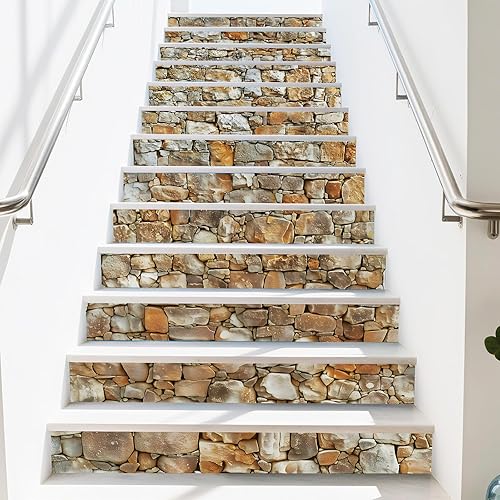 Miniatura 13 de PLIGREAT - 15 tiras de adhesivos vintage para escaleras, calcomanías de estrella boho para peldaños, autoadhesivas, vinilo retro, murales para