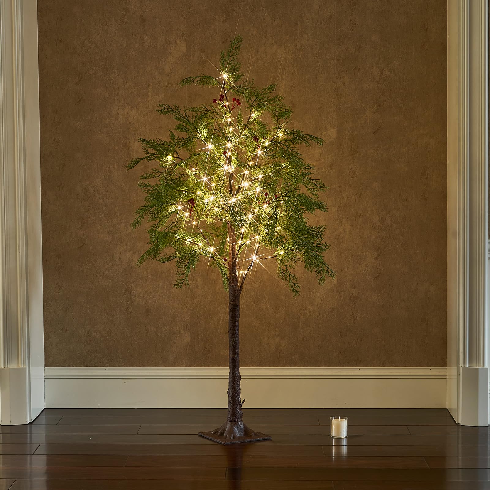 Birchlitland LED Cadar Tree 4FT 90L Warm White Fairy Lights, Lighted Trees for Indoor Outdoor Home Thanksgiving Christmas Holiday Decoration