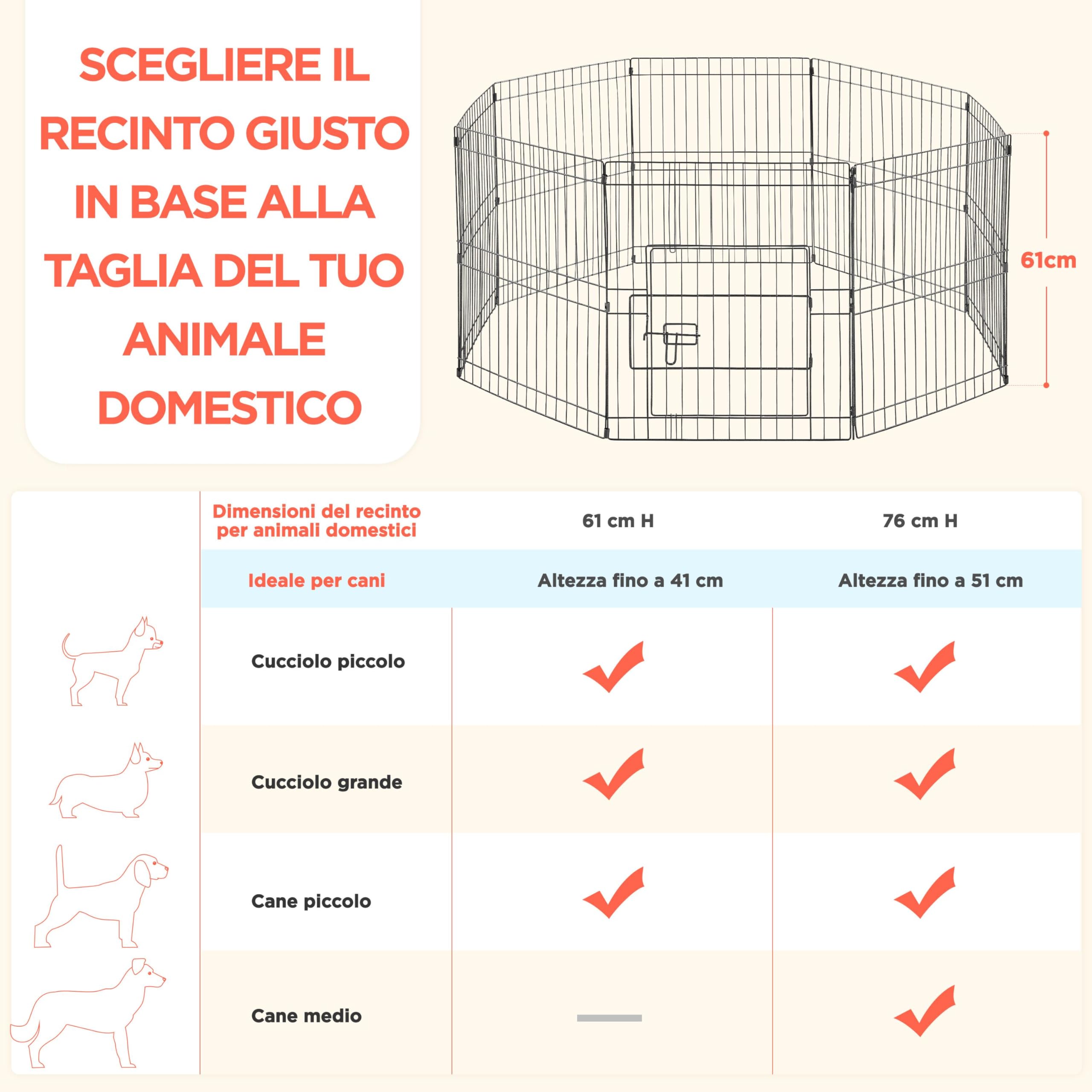 Yaheetech Parc pour Chien 8 Panneaux Cage pour Chiens Enclos Pliant Clôture Grille Chenil pour Chien en Métal Extérieur Interieur 61 x 52cm