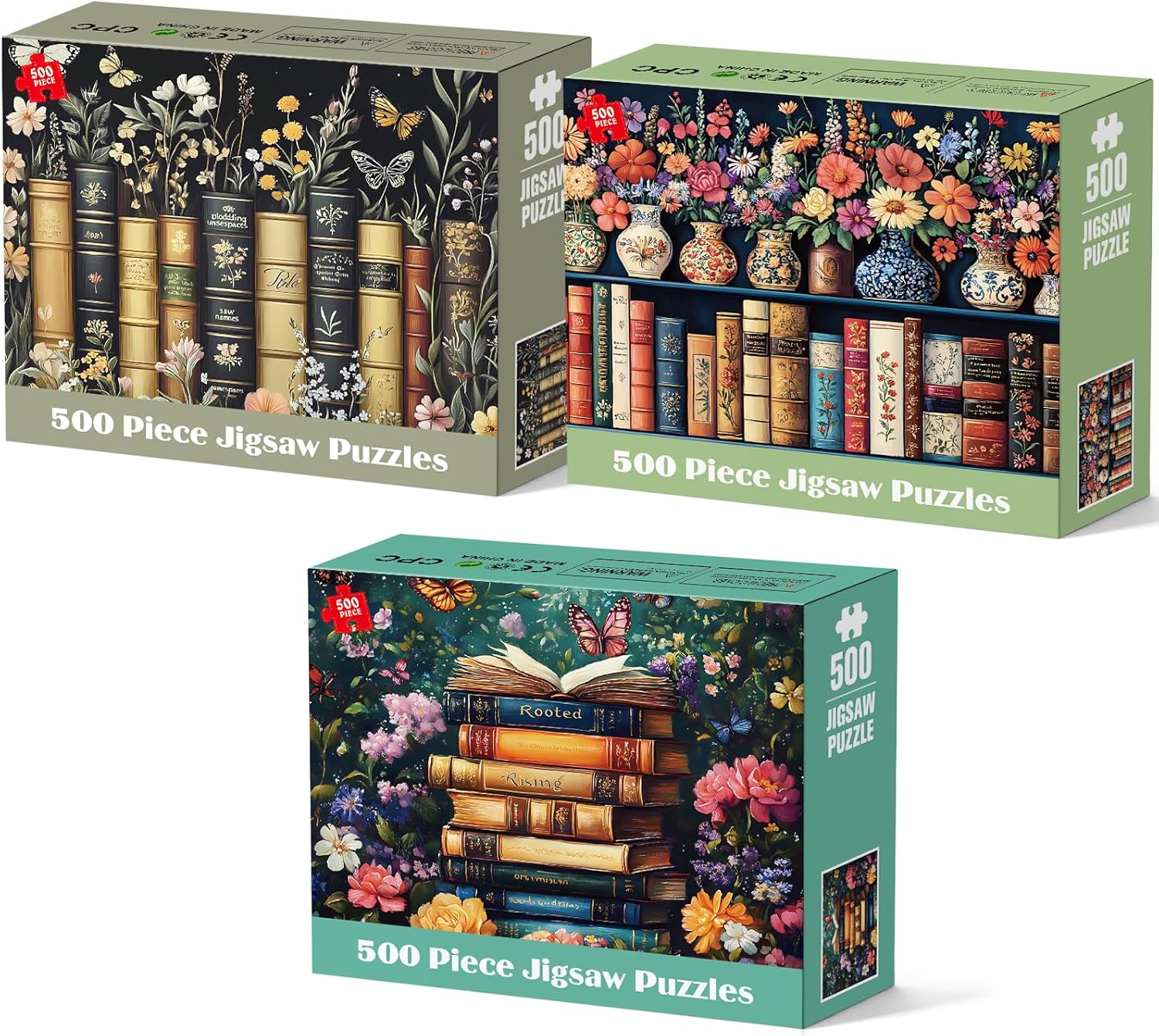 3 Pack 500 Pieces Puzzles for Adults, Spring Autumn Winter Puzzle for Adults Elderly, Colorful 4 Seasons Jigsaw Puzzle, Recycled Paper Puzzle 500 Pieces, Family Activity Game Nights Gifts 20.5x15 in