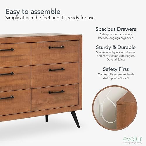 Miniatura 6 de Evolur Cómoda Stilnovo Mid Century en caña de azúcar Sugar Cane,Hickory,Gris añejado