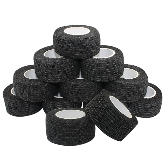 COMOmed Vendas elásticas cohesivas para veterinarios, color negro, 2,5 cm x 4,5 m