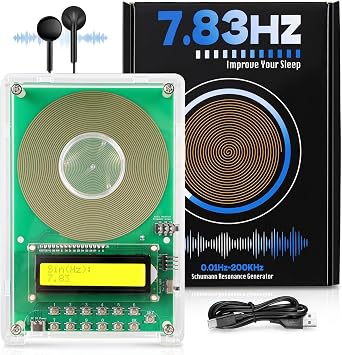 XIKDS 7.83Hz Frequency Generator for Healing | Schumann Resonance Generator Adjustable 0.01Hz-200kHz for Deep Sleep, Meditation, Yoga & Stress Relief | Type-C Powered LCD Display