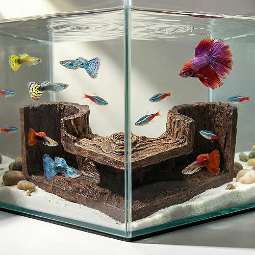 Aquarium Cave - Natural Resin Wood-Like Fish Tank Decorations &