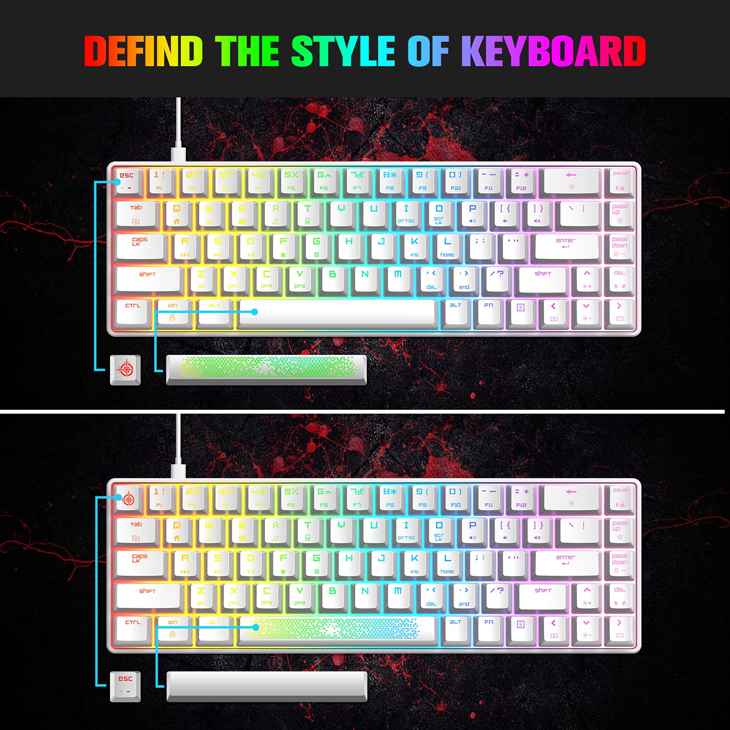 Amazon | MAGIC-REFINER 60% RGB ミニメカニカルゲームキーボード