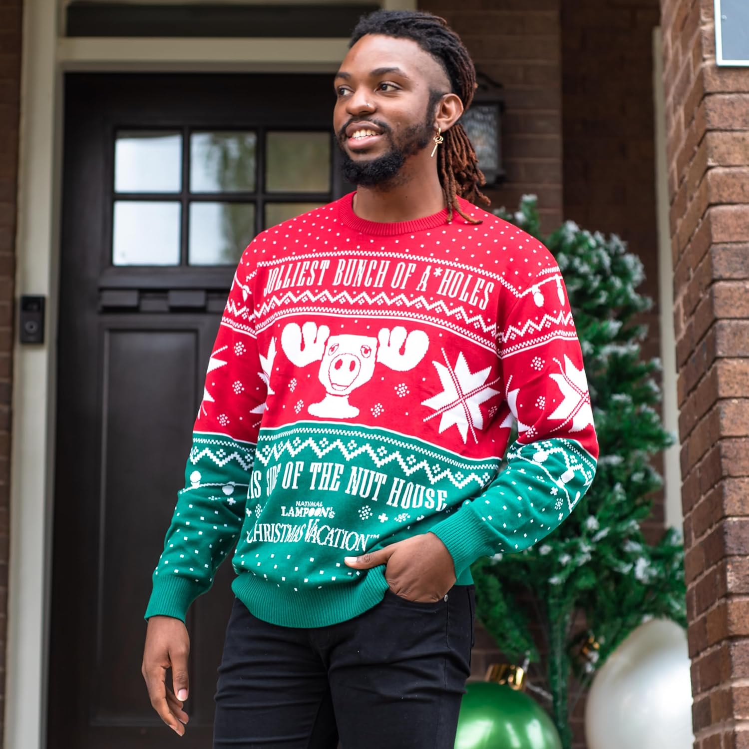 Ripple Junction Christmas Vacation Jolliest Bunch of A*Holes Red and Green Ugly Christmas Sweater - Image 2